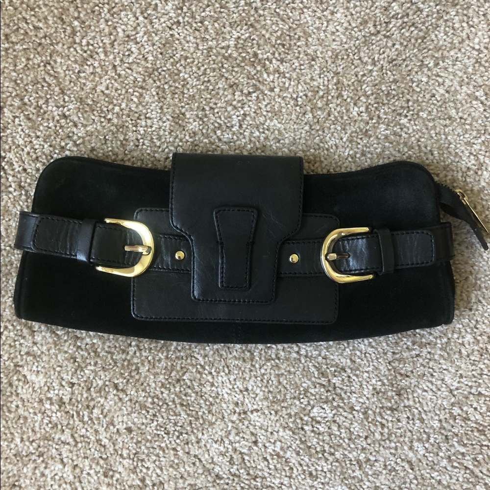 Banana Republic Black suede/leather clutch